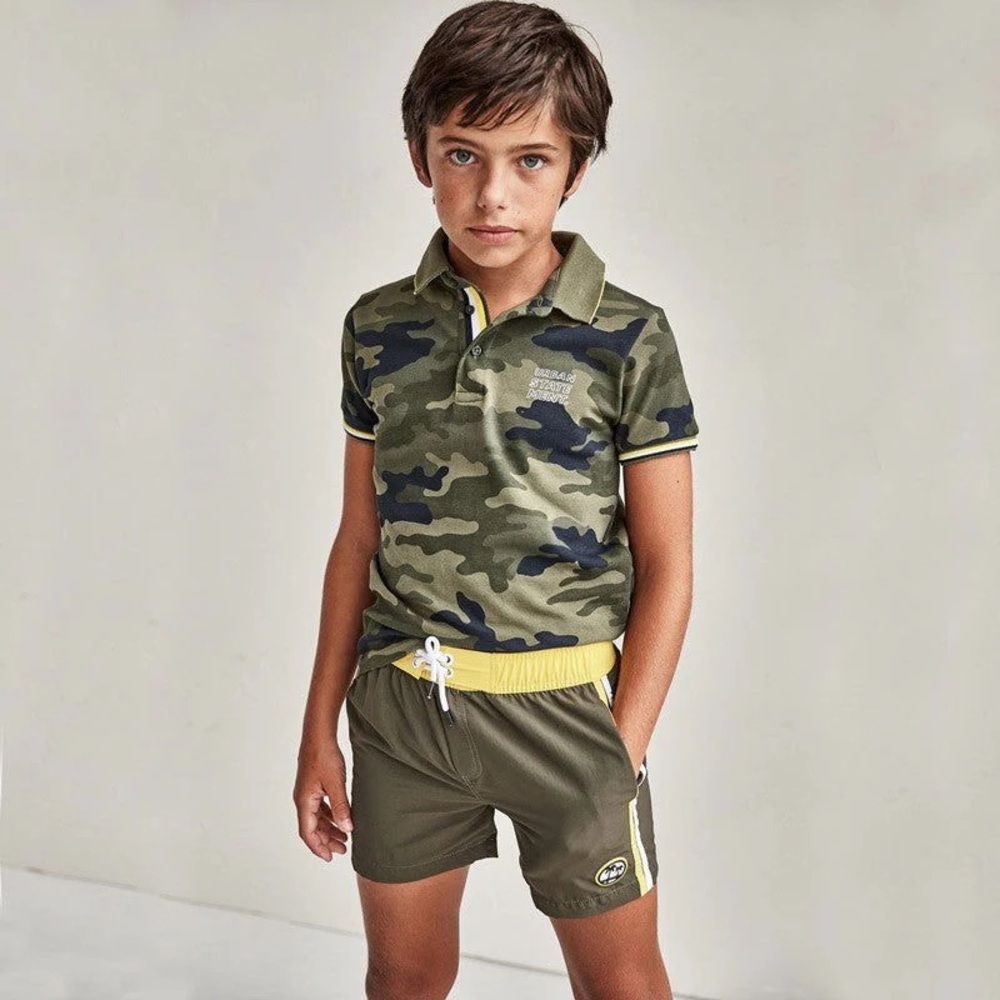 Mayoral Camouflage and Yellow Swim Trunks